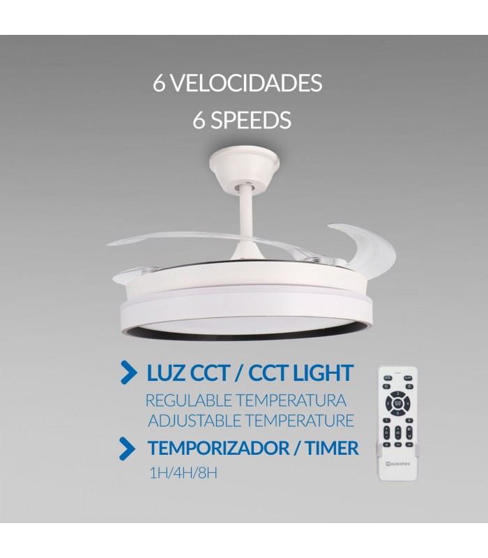 Ventilador WHITE BROOKS DC 43W 3800Lm 4 Aspas CCT