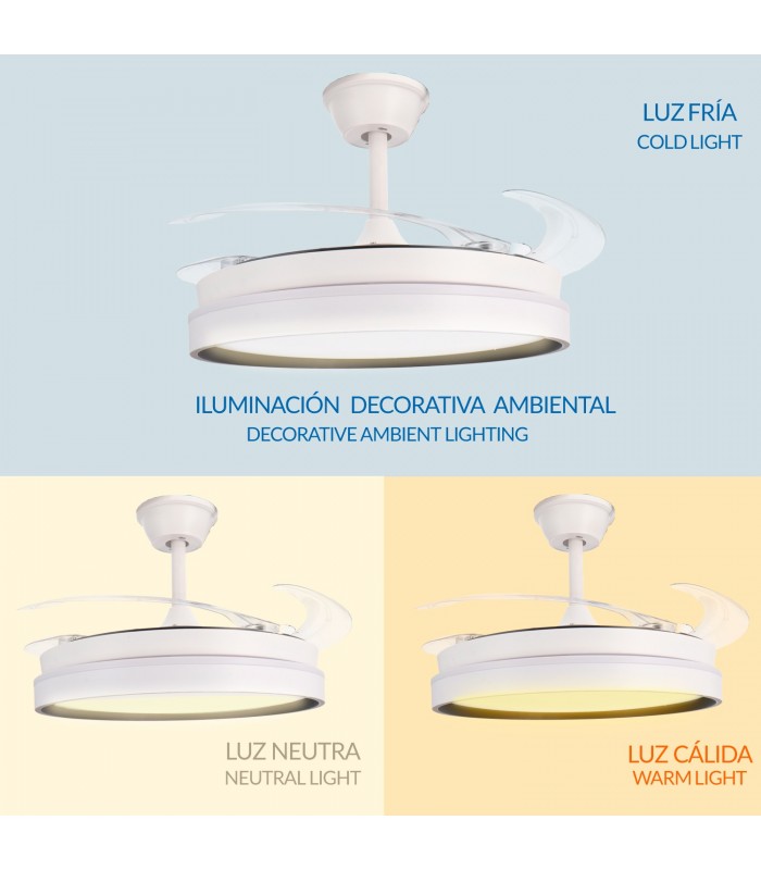 Ventilador WHITE BROOKS DC 43W 3800Lm 4 Aspas CCT