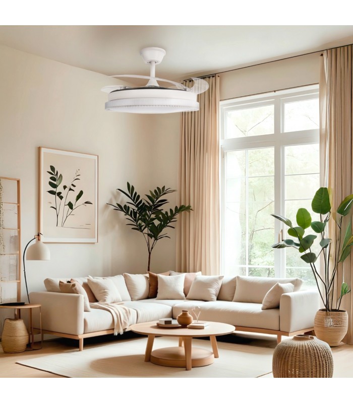 Ventilador WHITE DIAMOND DC 43W 3800Lm 4 Aspas CCT