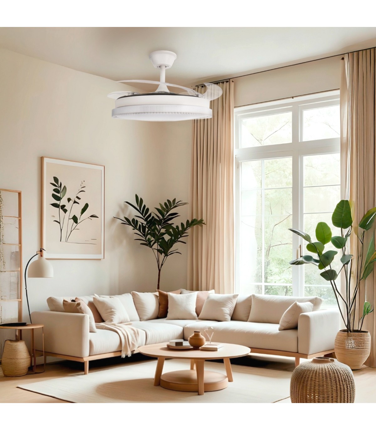 Ventilador WHITE DIAMOND DC 43W 3800Lm 4 Aspas CCT