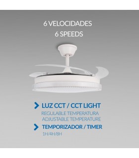 Ventilador WHITE DIAMOND DC 43W 3800Lm 4 Aspas CCT