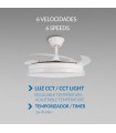 Ventilador WHITE DIAMOND DC 43W 3800Lm 4 Aspas CCT
