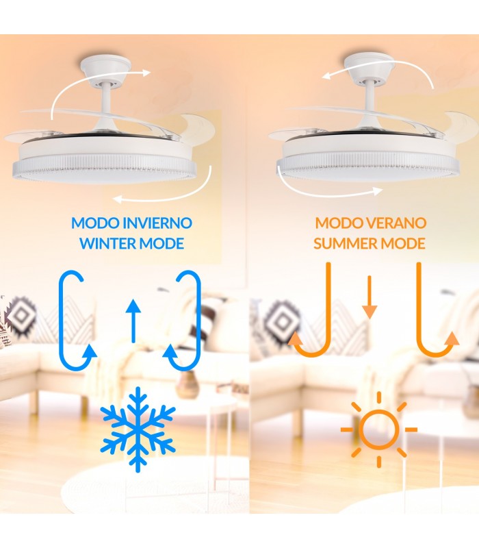 Ventilador WHITE DIAMOND DC 43W 3800Lm 4 Aspas CCT