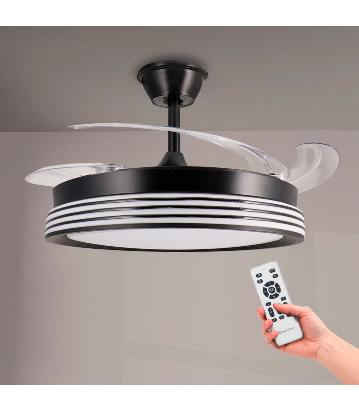 Ventilador BLACK ALINE DC 43W 3800Lm 4 Aspas CCT
