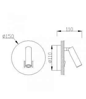 Aplique Lector CAYMAN Redondo Oro 3+6W 620Lm