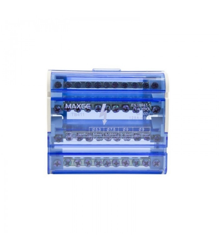 Repartidor de fases 4P 125A 11x5.3mm+2x7.5mm+2x9mm