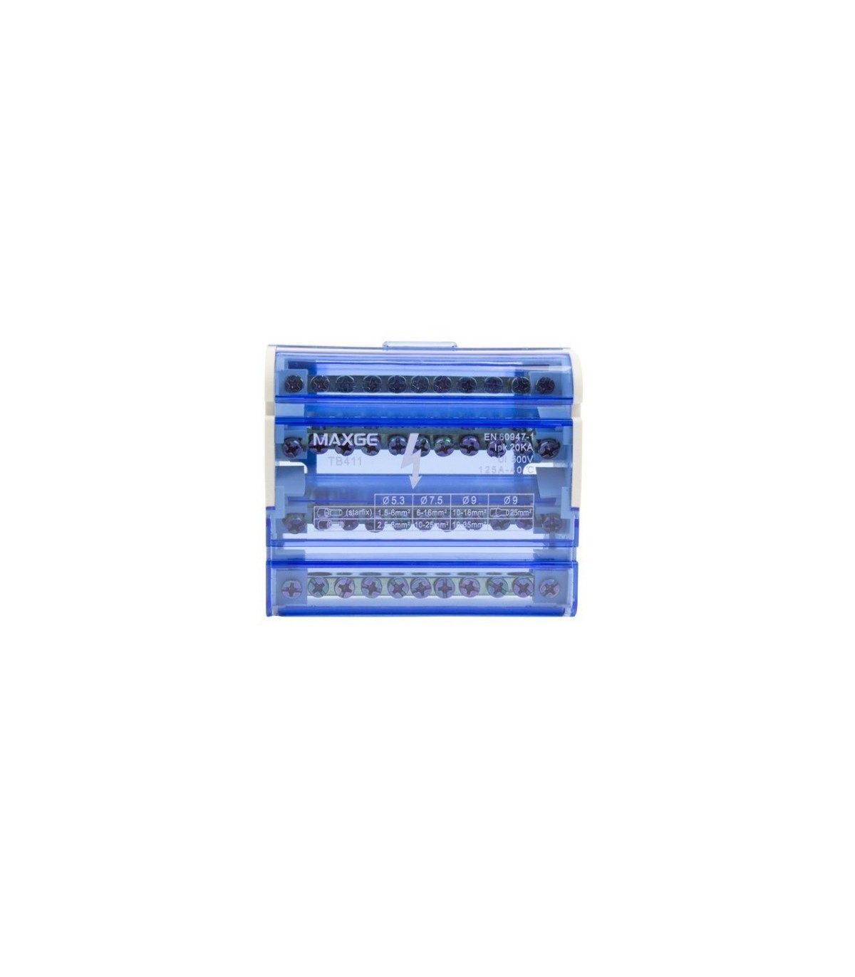 Repartidor de fases 4P 125A 11x5.3mm+2x7.5mm+2x9mm