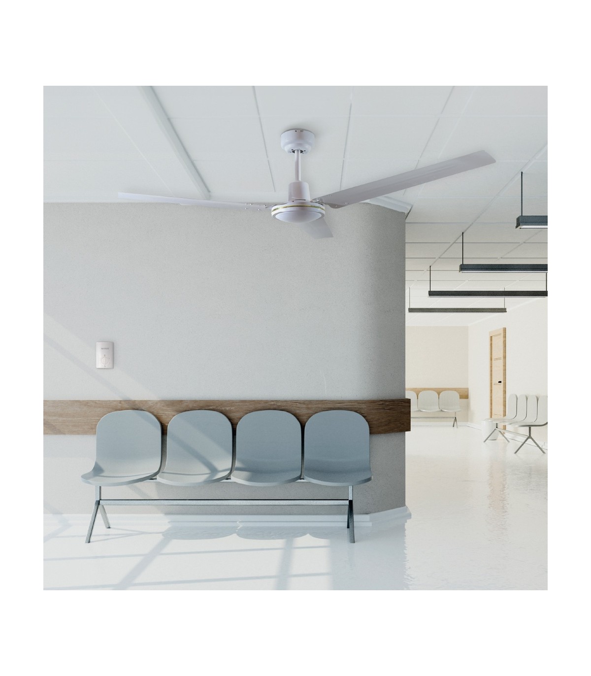 Ventilador De Techo Saltok Blanco AC Sin Luz 3 Aspas 142D
