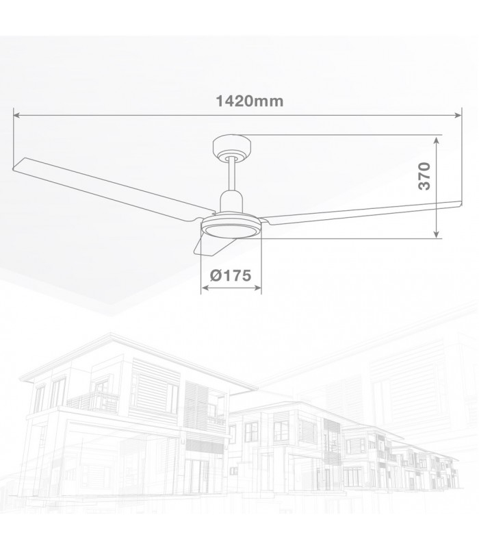 Ventilador De Techo Saltok Blanco AC Sin Luz 3 Aspas 142D