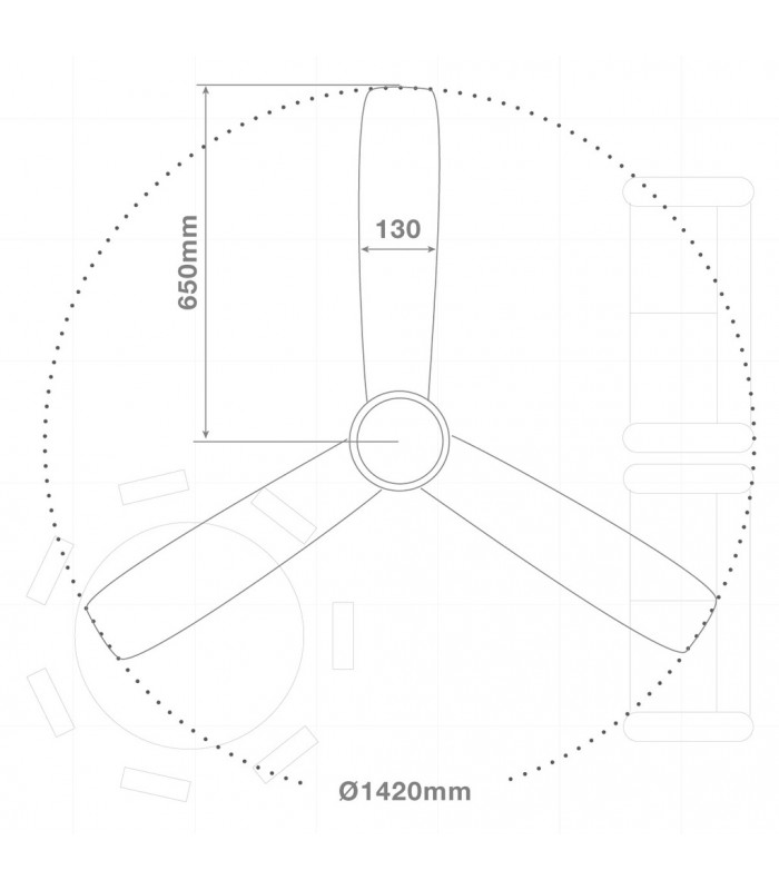Ventilador De Techo Saltok Blanco AC Sin Luz 3 Aspas 142D