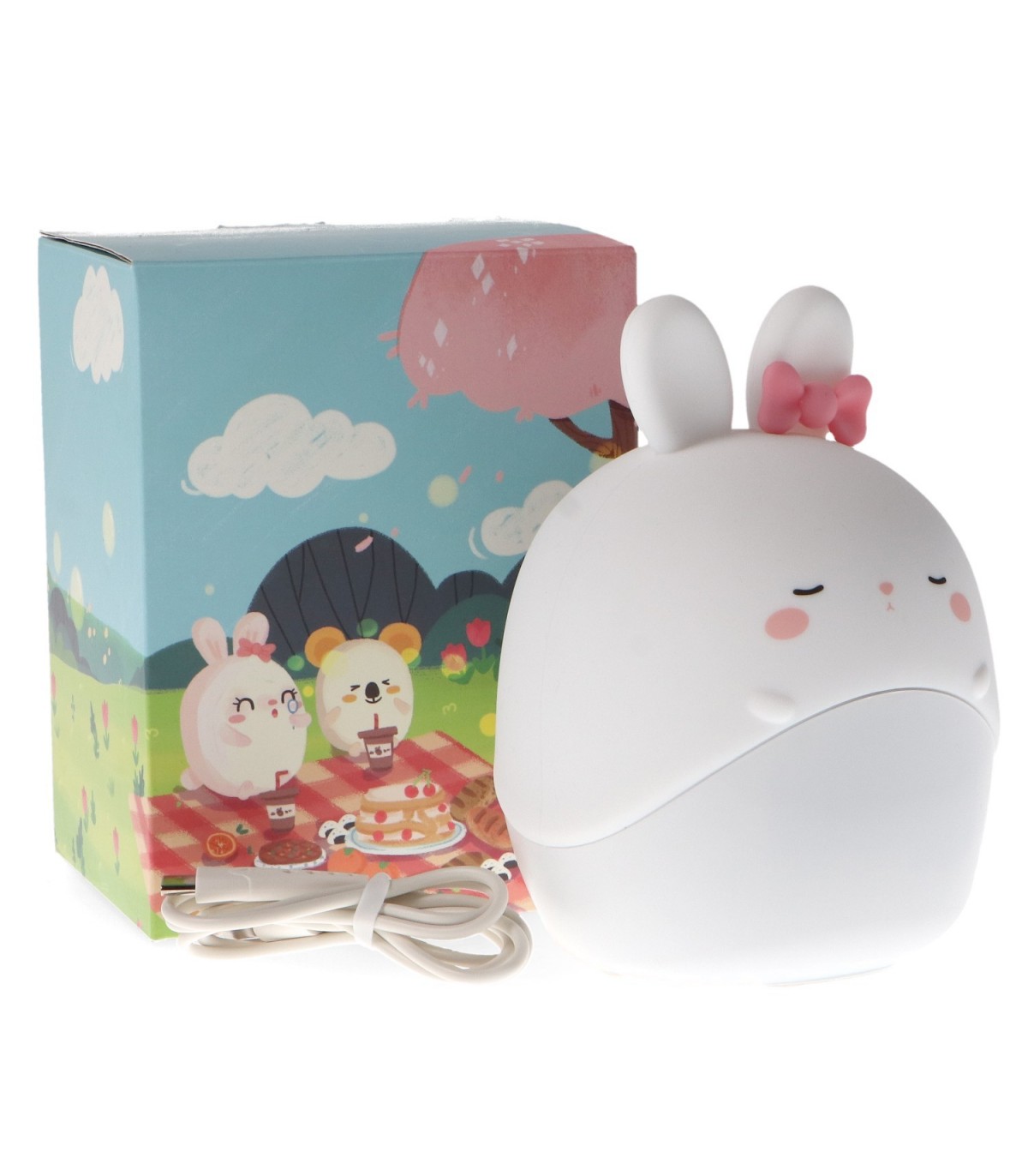 Despertador con Luz De Noche Recargable RABBIT WHITE 1.2W