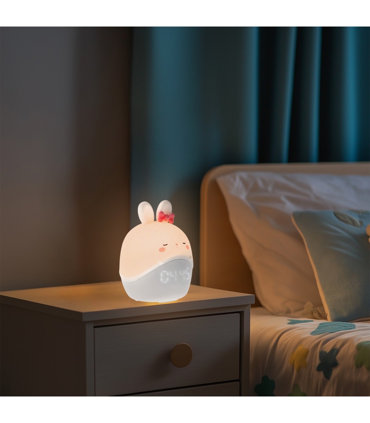 Despertador con Luz De Noche Recargable RABBIT WHITE 1.2W