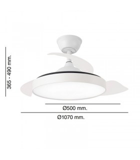 Ventilador SIDNEY APP DC 50W 6200Lm 3 Aspas Blanco CCT