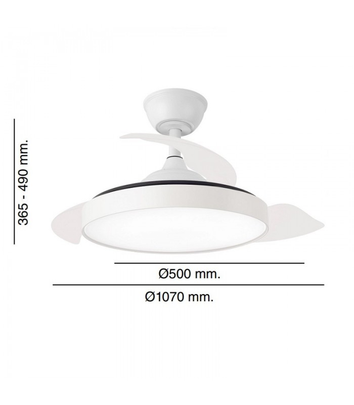Ventilador SIDNEY APP DC 50W 6200Lm 3 Aspas Blanco CCT