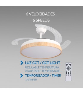 Ventilador WHITE PLANT DC 43W 3800Lm 4 Aspas CCT