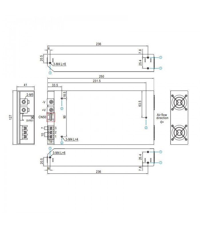 Fuente alimentación Mean Well 753.6W 48Vcc 15.7A IP20 RSP-750-48