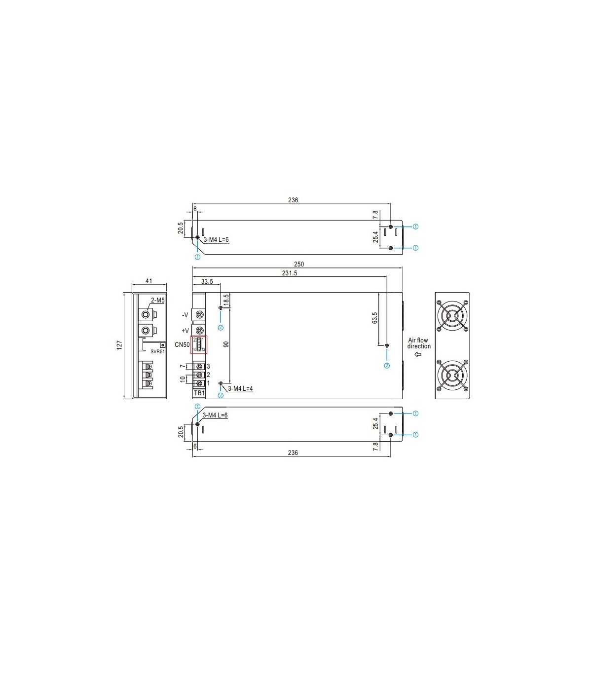 Fuente alimentación Mean Well 753.6W 48Vcc 15.7A IP20 RSP-750-48