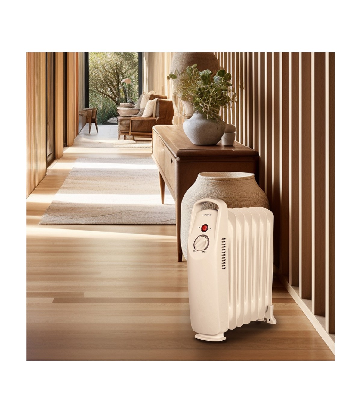 Radiador de Aceite Mini ELDERE 700W Blanco 7 Elementos