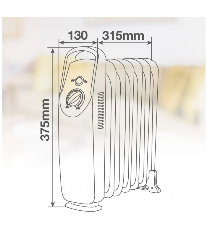 Radiador de Aceite Mini ELDERE 700W Blanco 7 Elementos