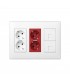 Base de enchufe schuko doble 16A 250V con dispositivo de seguridad, led y embornamiento 1Click® rojo Simon 500 Cima