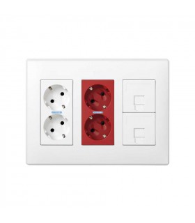 Base de enchufe schuko doble 16A 250V con dispositivo de seguridad, led y embornamiento 1Click® rojo Simon 500 Cima