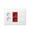 Base de enchufe schuko doble 16A 250V con dispositivo de seguridad, led y embornamiento 1Click® rojo Simon 500 Cima