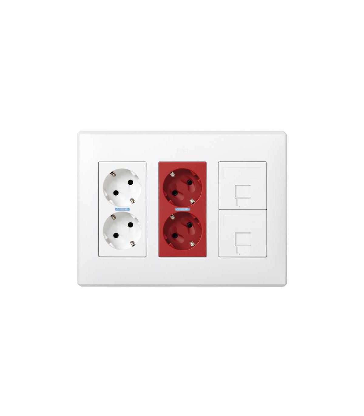 Base de enchufe schuko doble 16A 250V con dispositivo de seguridad, led y embornamiento 1Click® rojo Simon 500 Cima