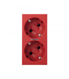 Base de enchufe schuko doble 16A 250V con dispositivo de seguridad, led y embornamiento 1Click® rojo Simon 500 Cima