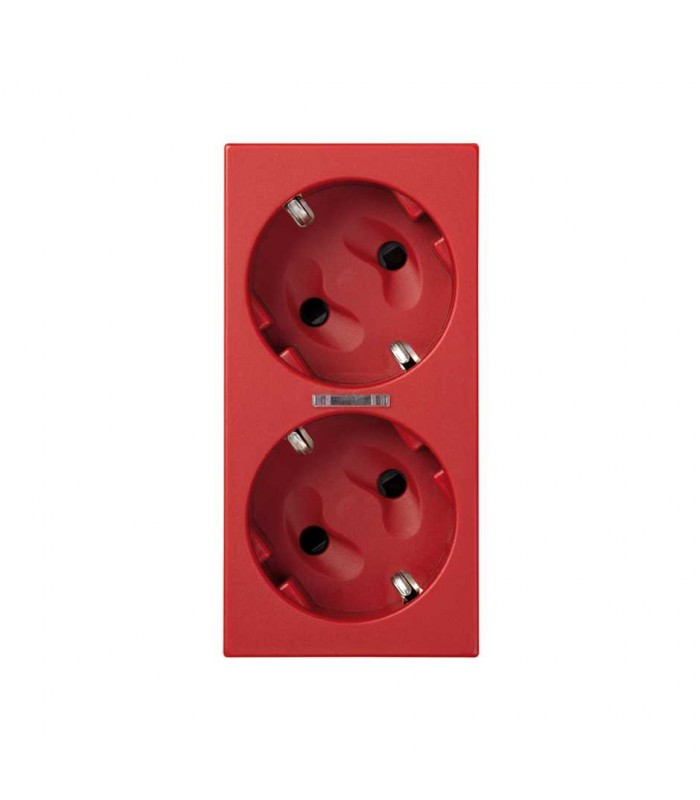 Base de enchufe schuko doble 16A 250V con dispositivo de seguridad, led y embornamiento 1Click® rojo Simon 500 Cima