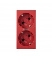 Base de enchufe schuko doble 16A 250V con dispositivo de seguridad, led y embornamiento 1Click® rojo Simon 500 Cima