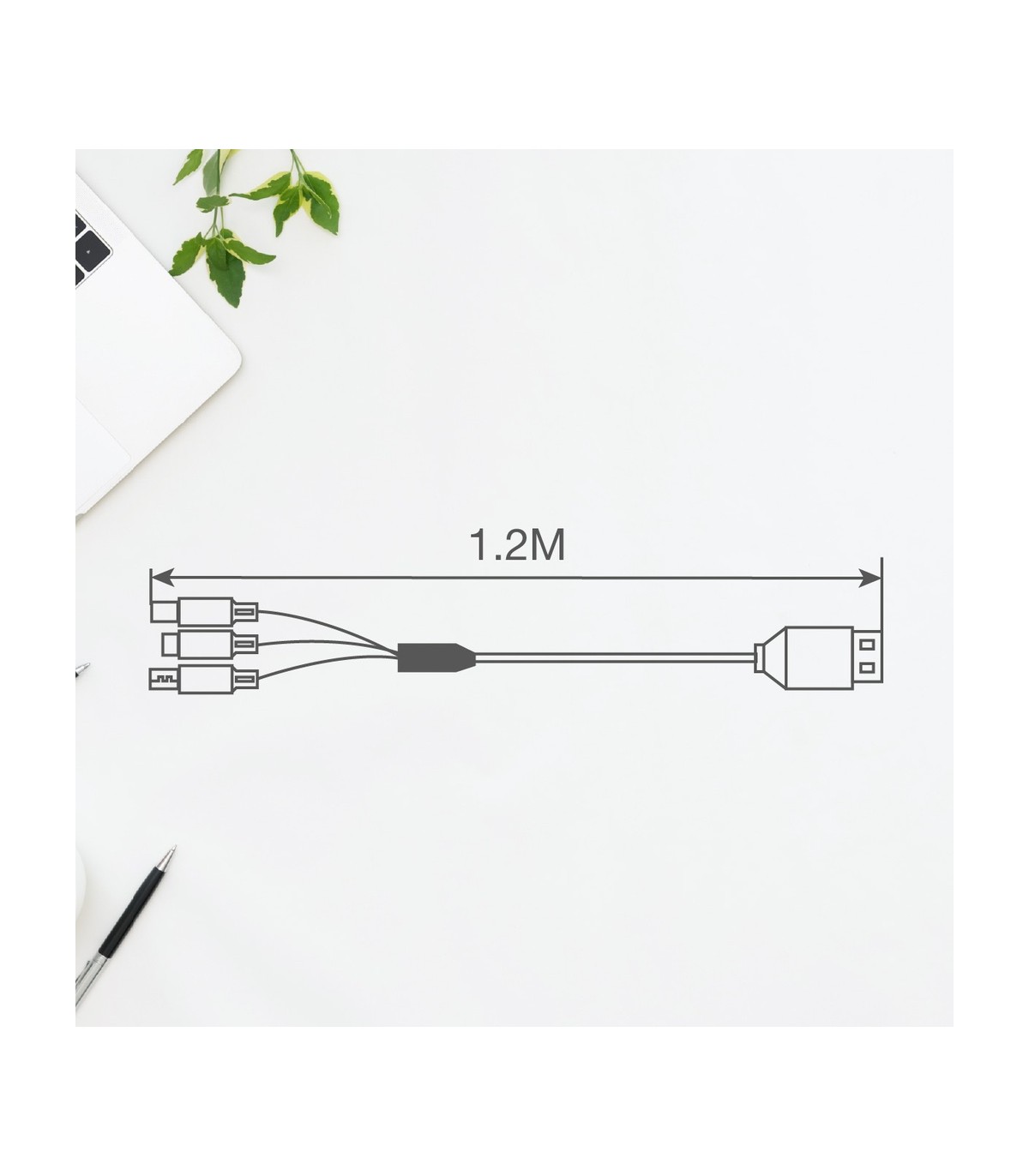 Cable USB Macho a Multicarga Nylon 1.2m