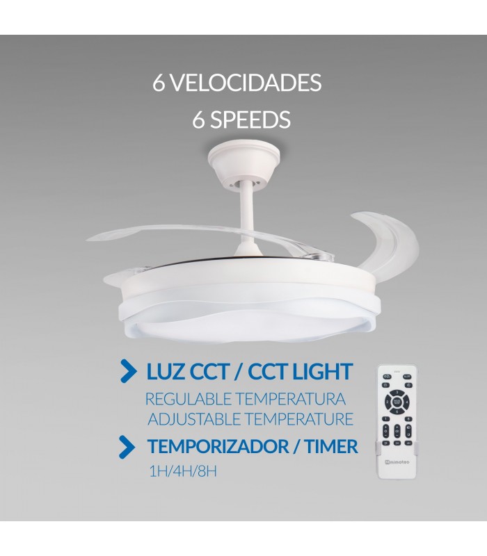 Ventilador WHITE DARY DC 43W 3800Lm 4 Aspas CCT