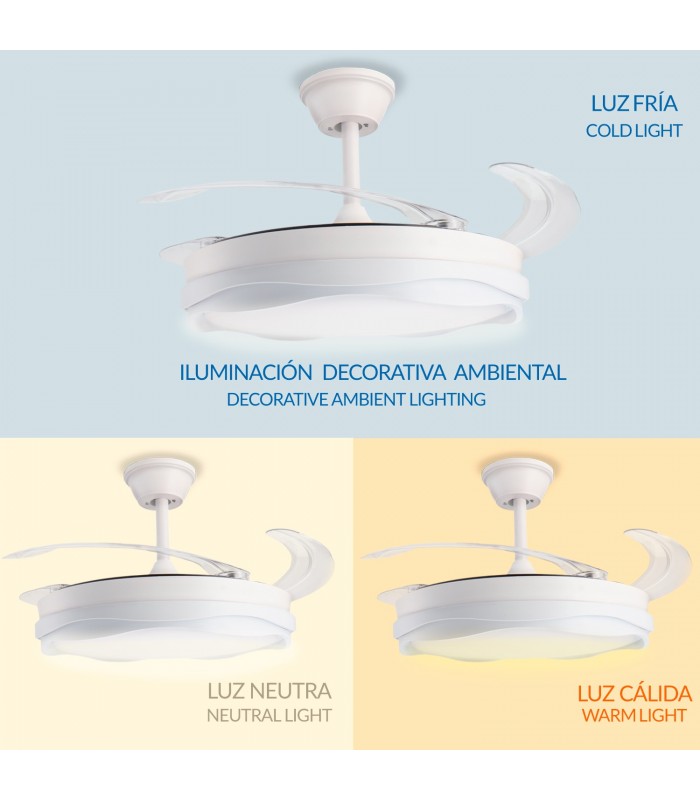 Ventilador WHITE DARY DC 43W 3800Lm 4 Aspas CCT