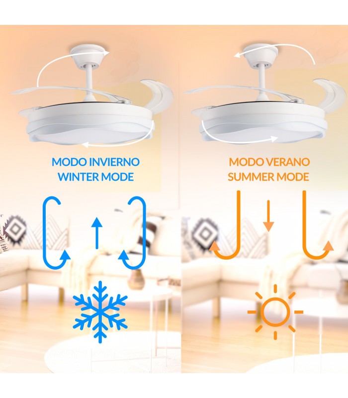 Ventilador WHITE DARY DC 43W 3800Lm 4 Aspas CCT