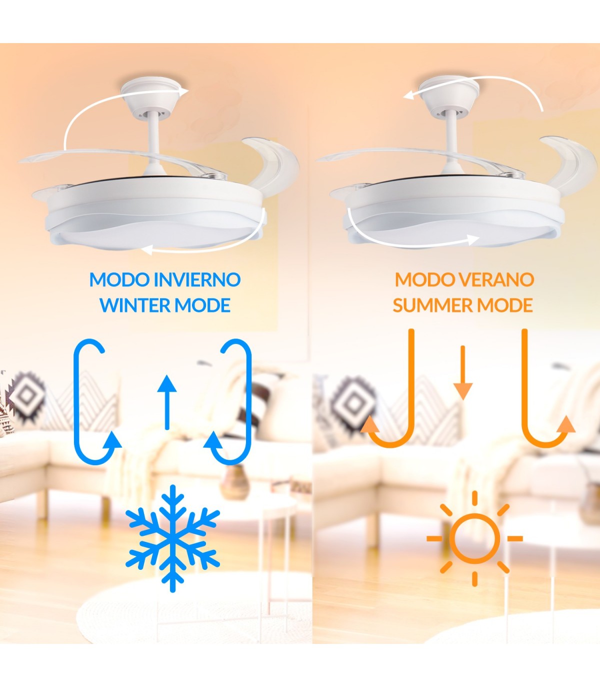 Ventilador WHITE DARY DC 43W 3800Lm 4 Aspas CCT