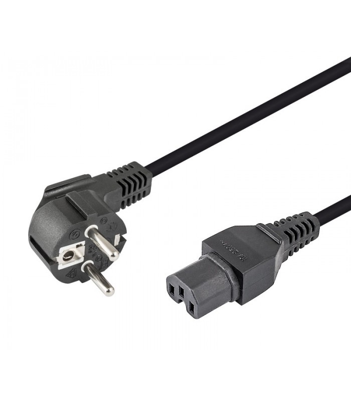 Cable Alimentacion Schuko a Hembra IEC C15 1.8m Negro