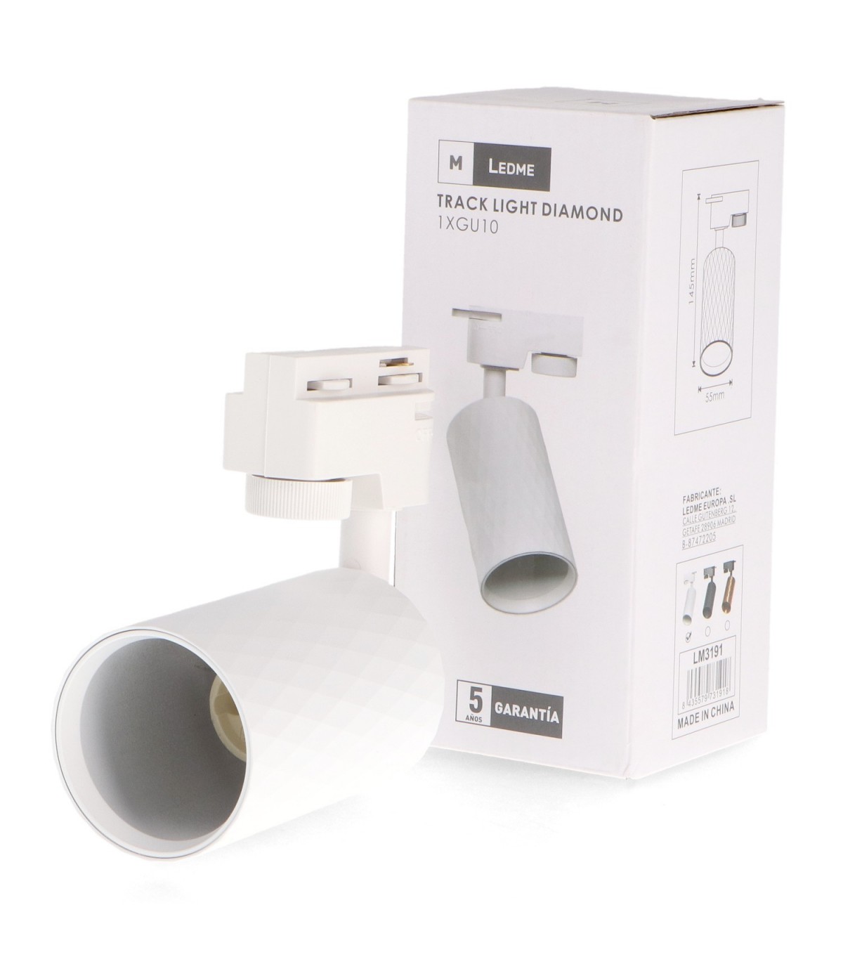 Foco Carril Monofásico WHITE DIAMOND 1xGU10 IP20