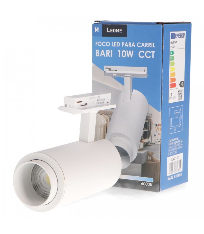 Foco Carril Monofásico WHITE BARI Regulable 10W 930LM 15-60º CCT