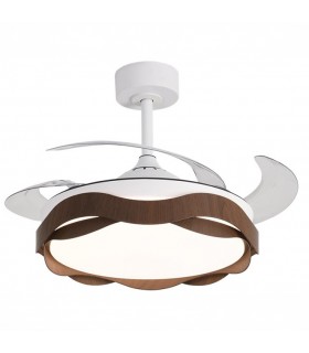 Ventilador ONDAS DC 72W 6480Lm 4 Aspas Blanco/Roble CCT