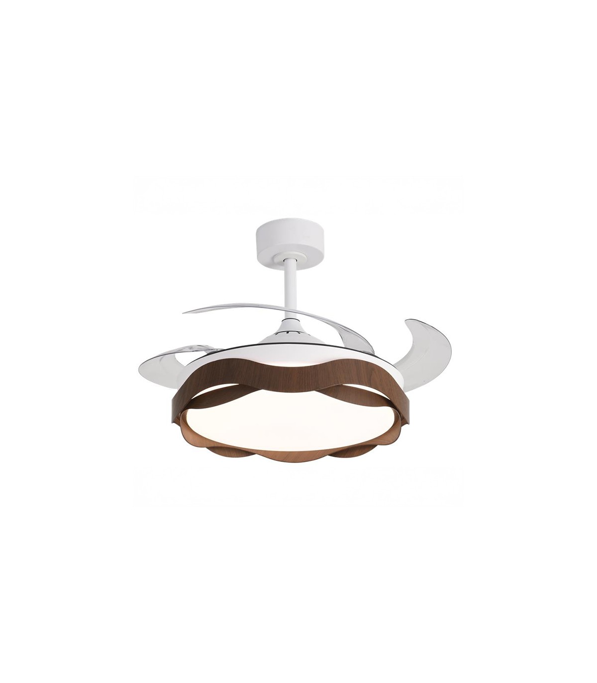 Ventilador ONDAS DC 72W 6480Lm 4 Aspas Blanco/Roble CCT