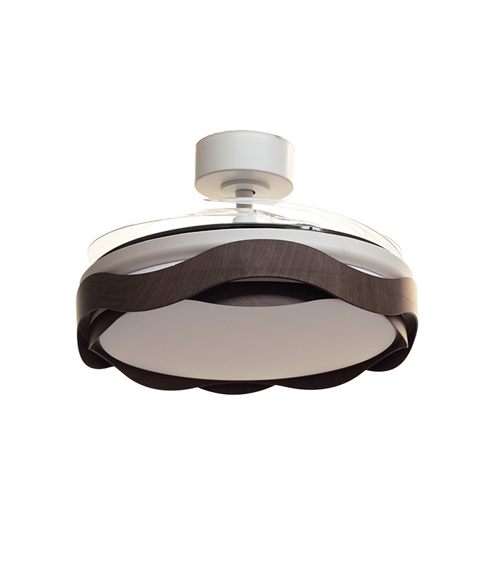 Ventilador ONDAS DC 72W 6480Lm 4 Aspas Blanco/Roble CCT