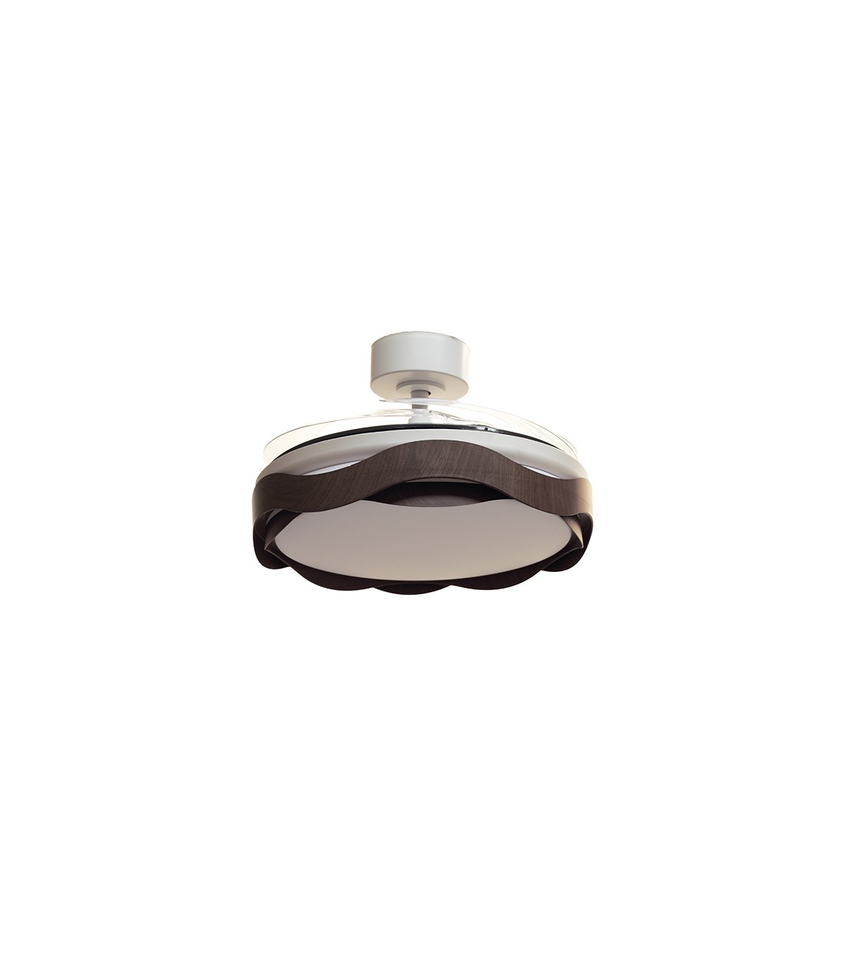 Ventilador ONDAS DC 72W 6480Lm 4 Aspas Blanco/Roble CCT