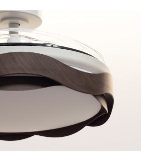Ventilador ONDAS DC 72W 6480Lm 4 Aspas Blanco/Roble CCT