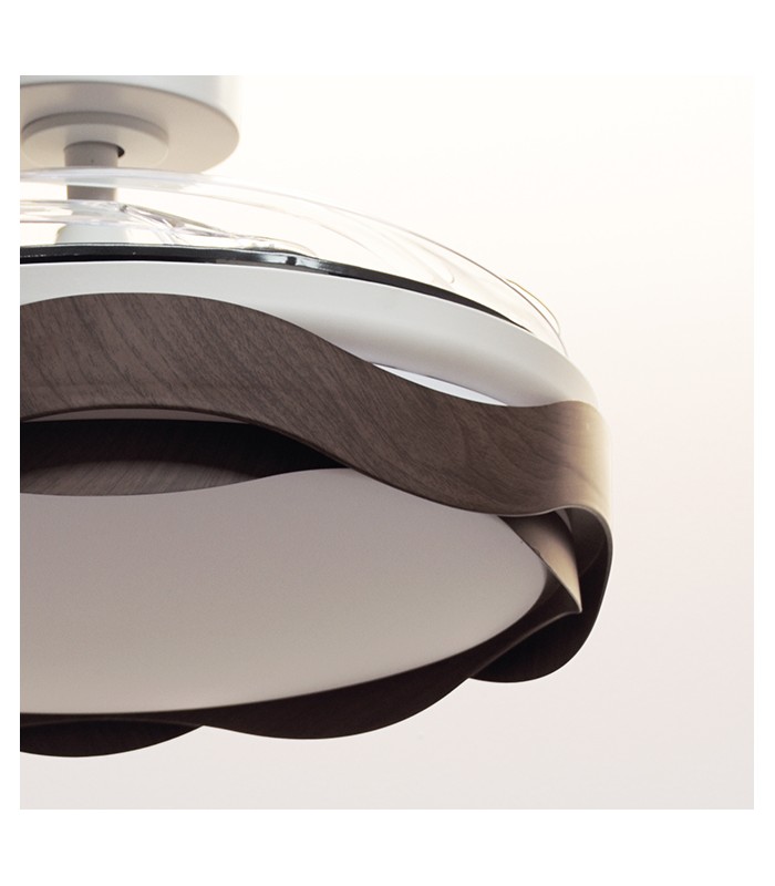 Ventilador ONDAS DC 72W 6480Lm 4 Aspas Blanco/Roble CCT
