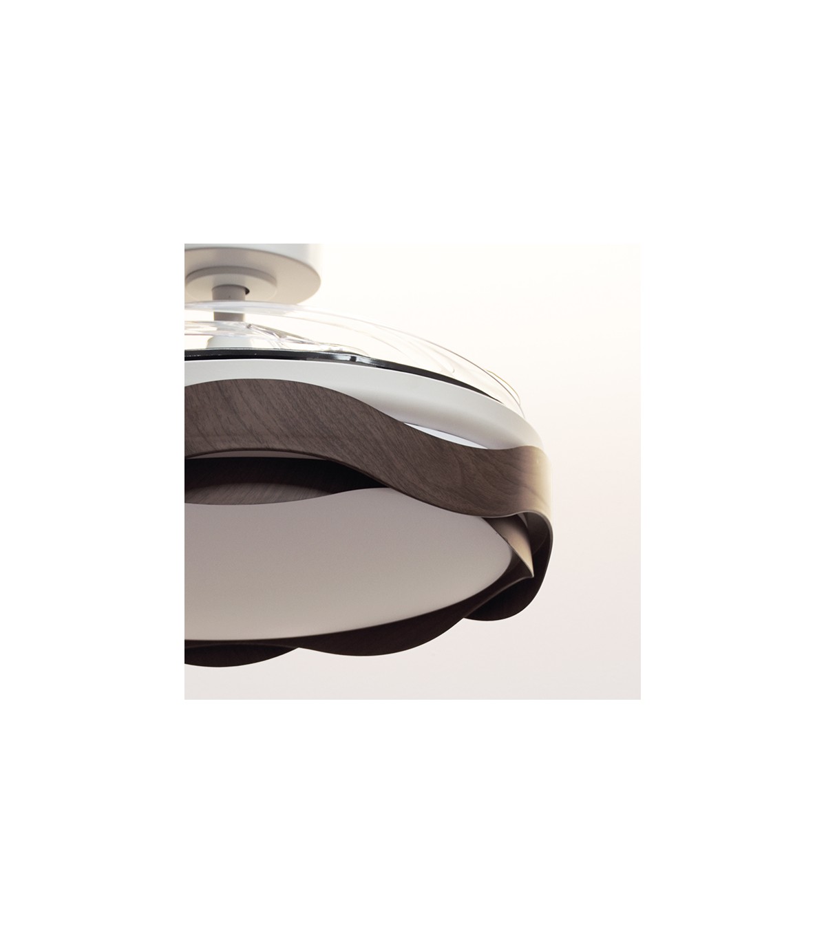Ventilador ONDAS DC 72W 6480Lm 4 Aspas Blanco/Roble CCT