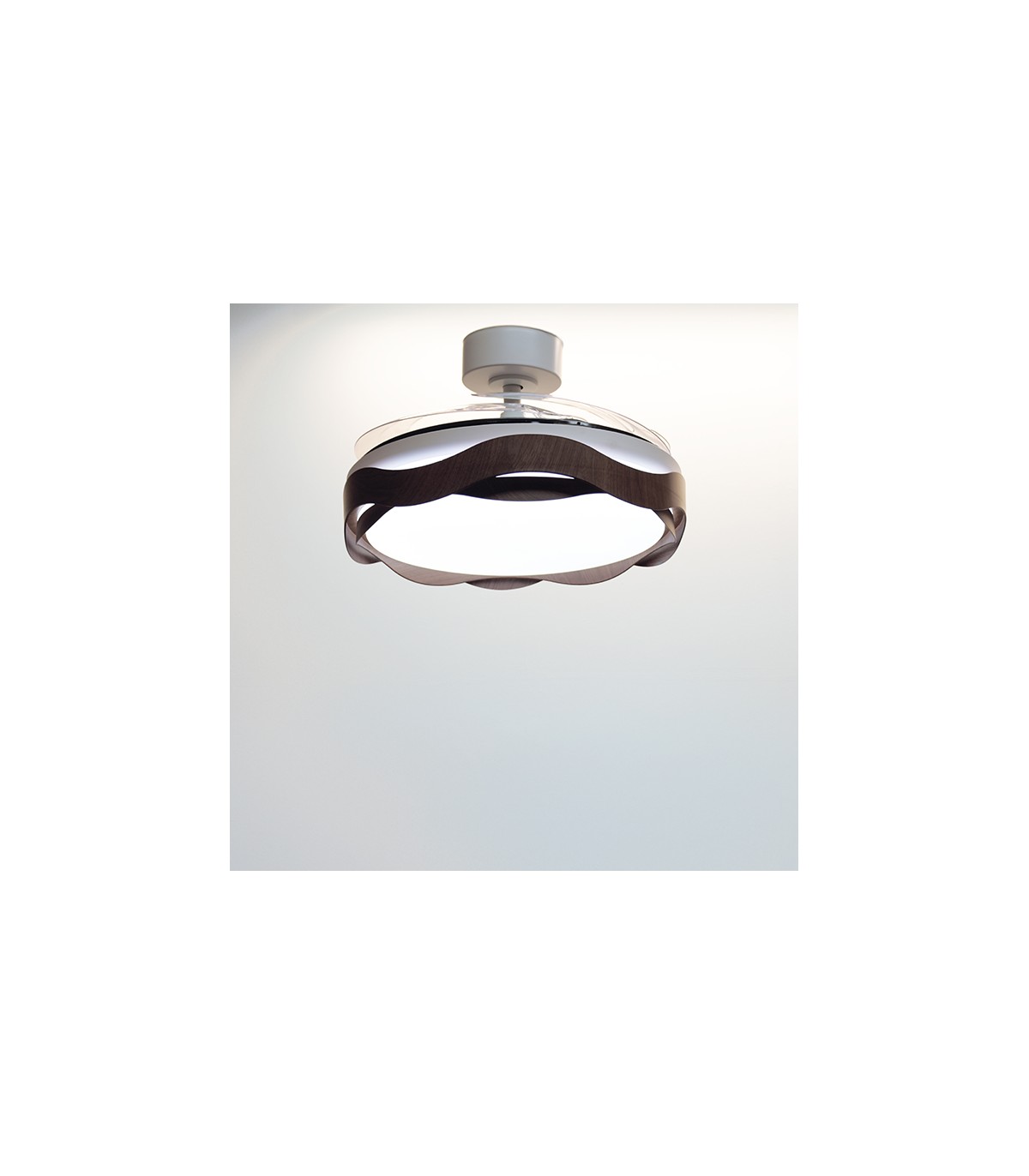 Ventilador ONDAS DC 72W 6480Lm 4 Aspas Blanco/Roble CCT