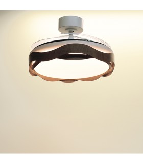 Ventilador ONDAS DC 72W 6480Lm 4 Aspas Blanco/Roble CCT