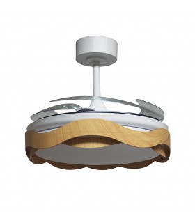 Ventilador ONDAS DC 72W 6480Lm 4 Aspas Blanco/Haya CCT