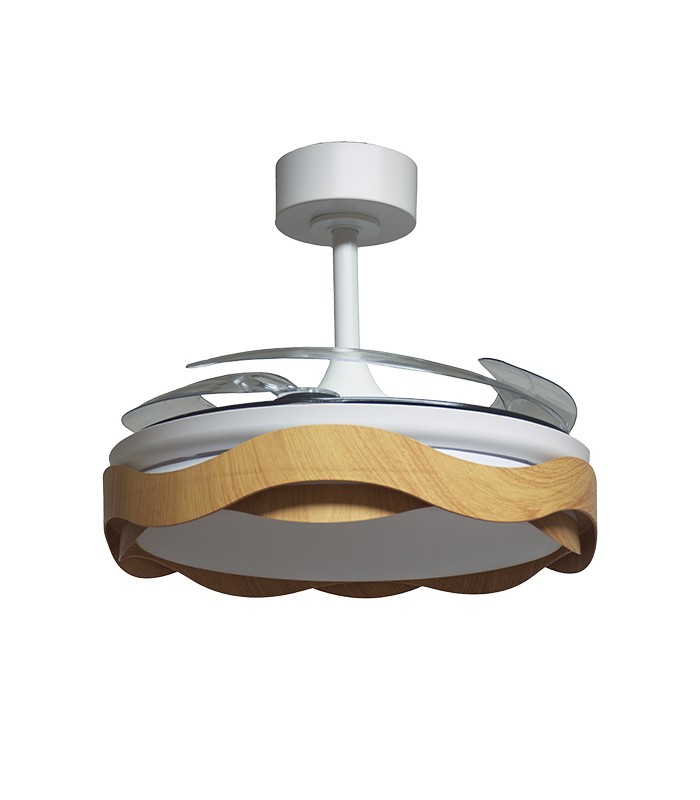 Ventilador ONDAS DC 72W 6480Lm 4 Aspas Blanco/Haya CCT