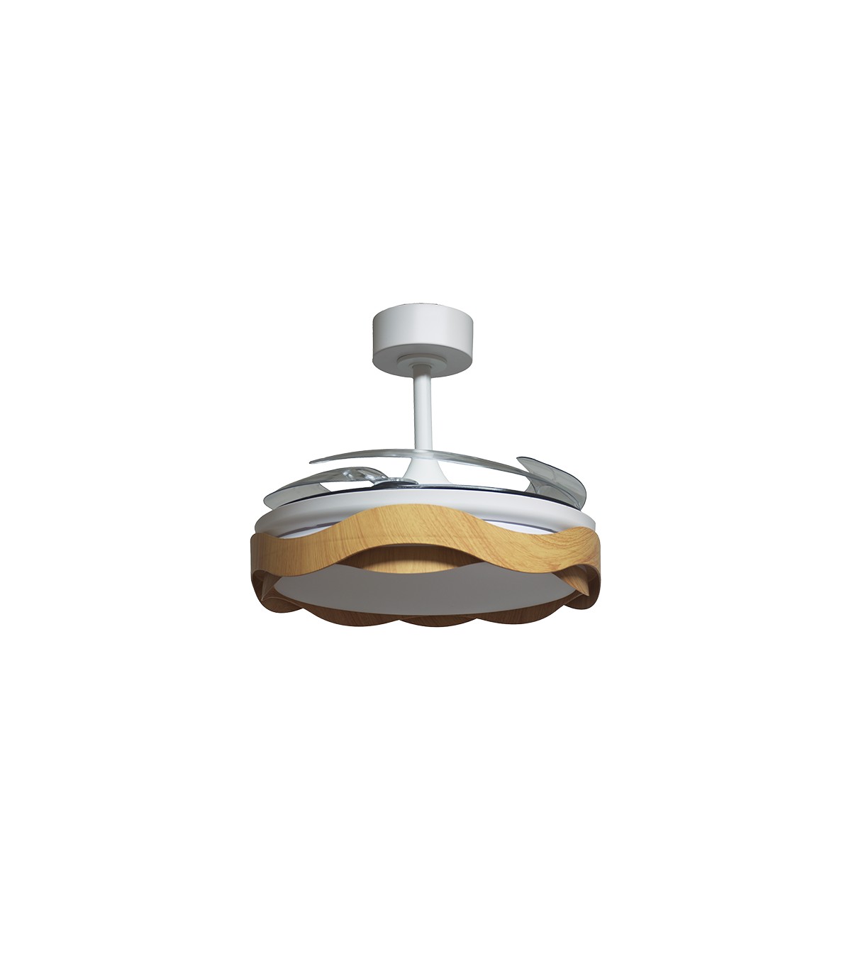 Ventilador ONDAS DC 72W 6480Lm 4 Aspas Blanco/Haya CCT